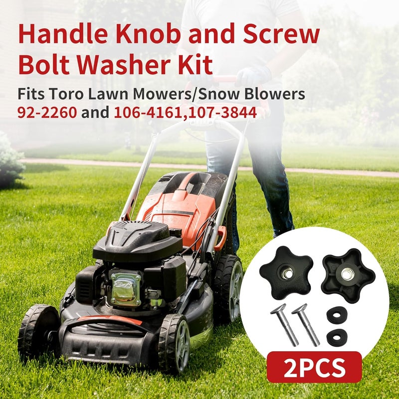 brougetme Handle Knob and Screw Bolt Washer Kit 2-Pack - Fits Toro Lawn Mowers & Snow Blowers - Replaces Part # 92-2260, 106-4161, 107-3844 - Includes Knobs, Washers & Bolts for Easy Repair - Image 2